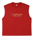 Camiseta roja PUNTOD sin mangas, Do Everything With Love, vista frontal