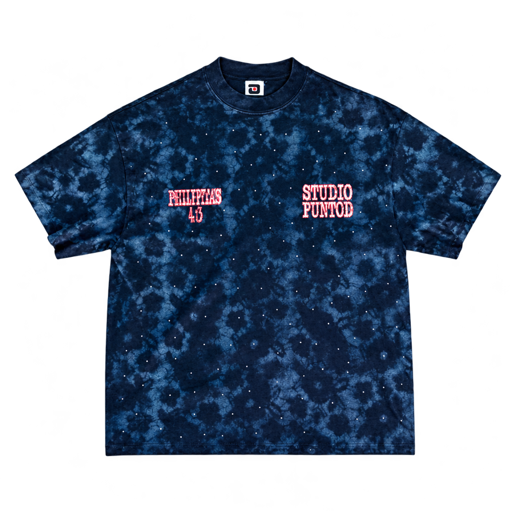 Camiseta STUDIO PUNTOD azul moteado, frente